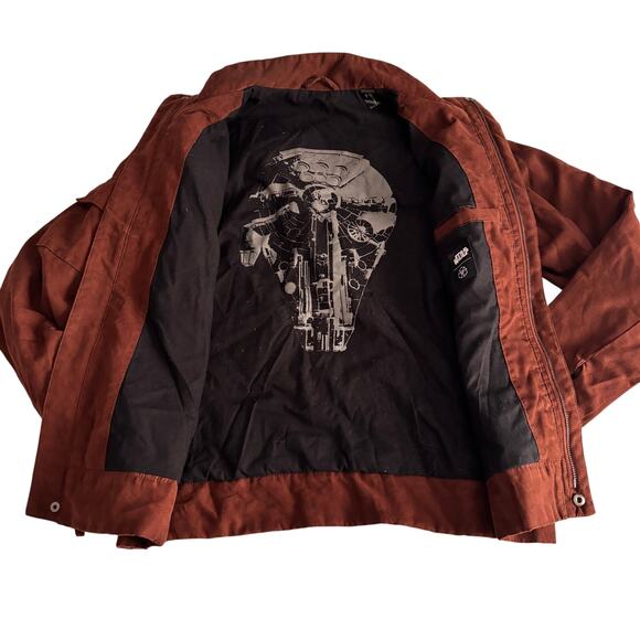 Musterbrand Han Solo Jacket Mens Small Brown Star Wars Coat Faux Suede - Picture 3 of 10